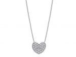 White gold heart necklace k9 with white zircons (code S173894)